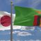 Japanese Flag and Zambia Flag on Poles